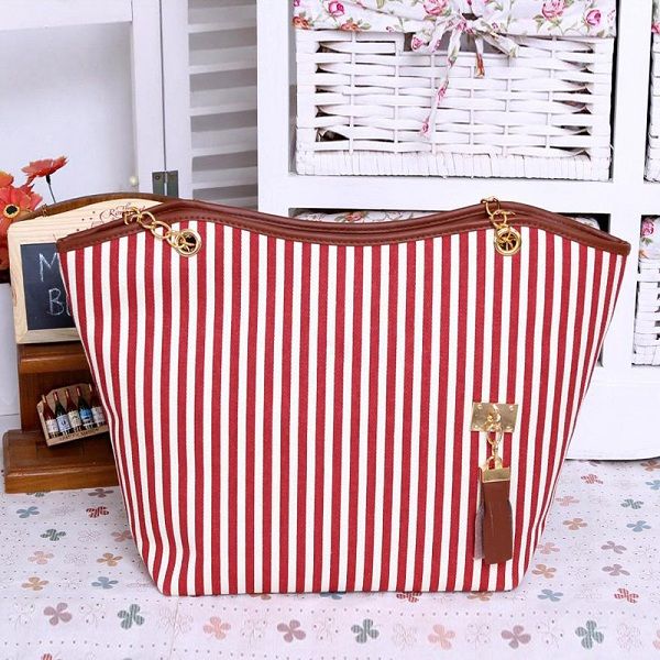 

medium fashion womens root totes canvas hobo 2 shoulder stripe handbag zipper bags tassel new soft 3colors wuesj, Red;black