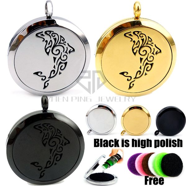

Round Steel, Gold Color, Rose Gold Color Dolphin (30mm) Essential Oils Locket Aromatherapy Locket with Free Chains