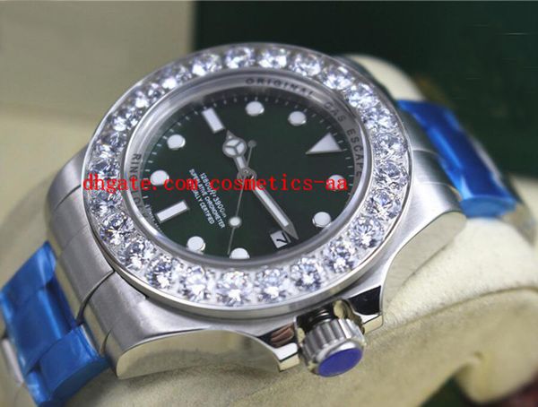 

fashion luxury unused watch green dial 116660 44mm bigger diamond ceramic bezel mechanical men watches luxury wristwatch, Slivery;brown