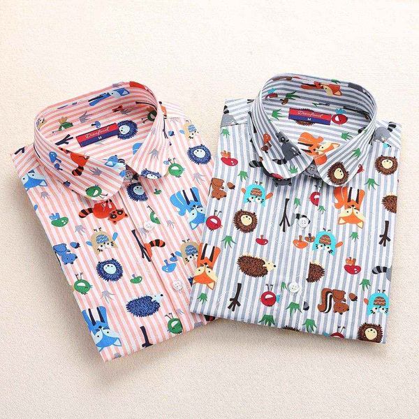 

new cotton print women blouses shirts work collar office ladies casual cherry long sleeve shirt women fashion clothing, White