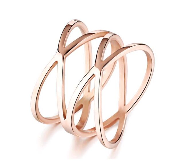 

korean style index finger rings stainless steel bird's nest hollow carved rose gold plated rings for women, Golden;silver