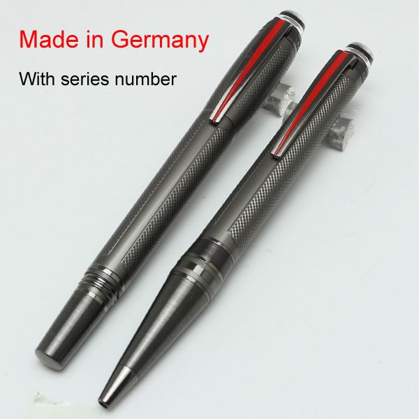 

Luxury MB pen grey Precious Resin PVD-plated fittings roller ball pen / ballpoint pen School Office stationery brand writing ball pens Gift