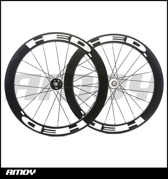 

25mm width hed paint 60mm depth fixed gear carbon wheelset full carbon 700c road track bike bicycle wheelswheels