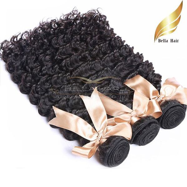 

deep wave hair brazilian hair bundles human hair weaves 1034 inch grade 3pcs lot natural color bellahair, Black