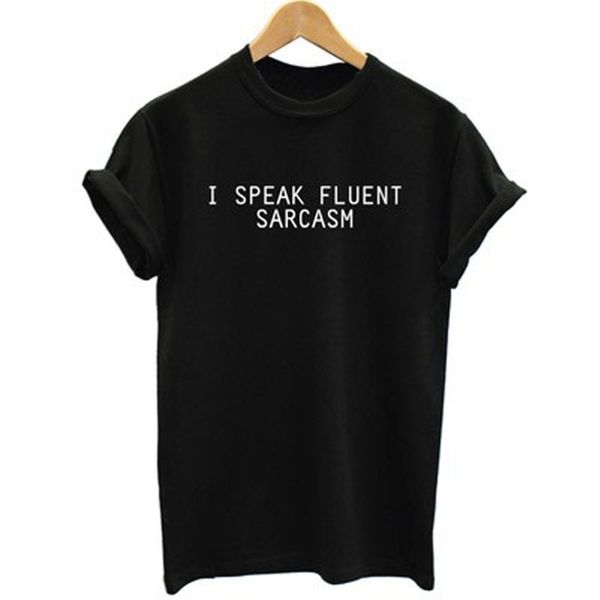 

wholesale-i speak fluent sarcasm women summer letters print t shirt 2015 slim funny tee black white tt085