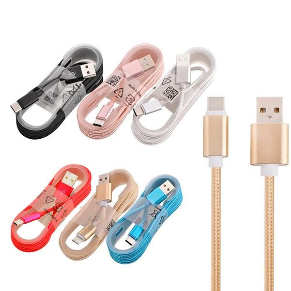 

1 5m 5ft colorful fabric braided nylon type c type c micro v8 5pin u b data charging cable cord line for nokia n1 for macbook for am ung
