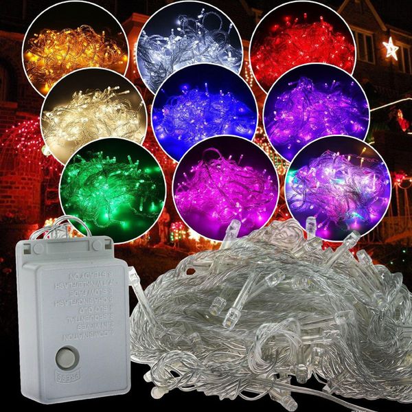 220V 110V LED luzes de corda com controlador colorido RGB waterpoof lâmpadas de decoração ao ar livre 100leds 10m para portas pisos gramas de Natal árvores de Natal