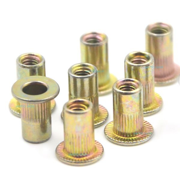

wholesale- 100pcs m3 rivet nut flat head threaded multi blind rivnut insert nutsert steel