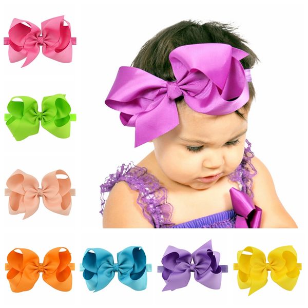 

6inch big bow baby headbands grosgrain ribbon headband girls kids elastic bowknot hairbands children hair accessories  colors kh1002267, Slivery;white