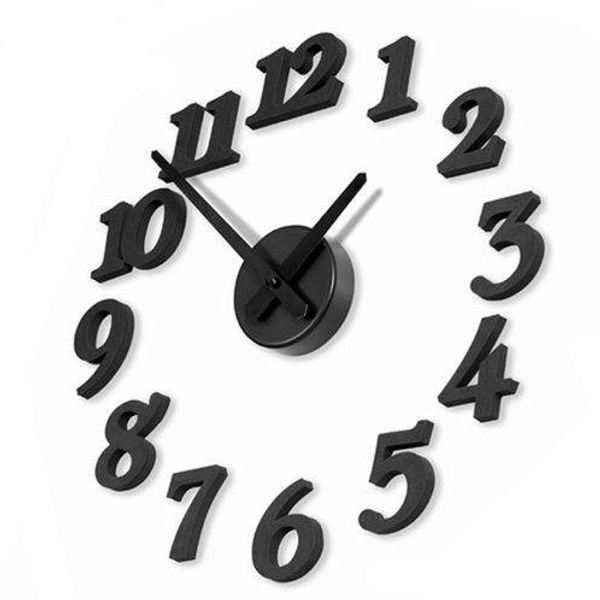 

wholesale- diy mordern interior design adhesive wall clock decal silent watch black 002