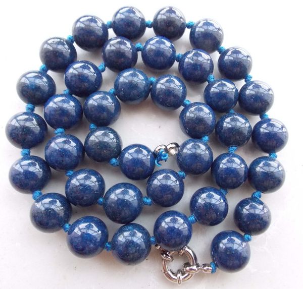 

10mm blue egygtian lapis lazuli round beads gems necklace 18''sv05, Silver