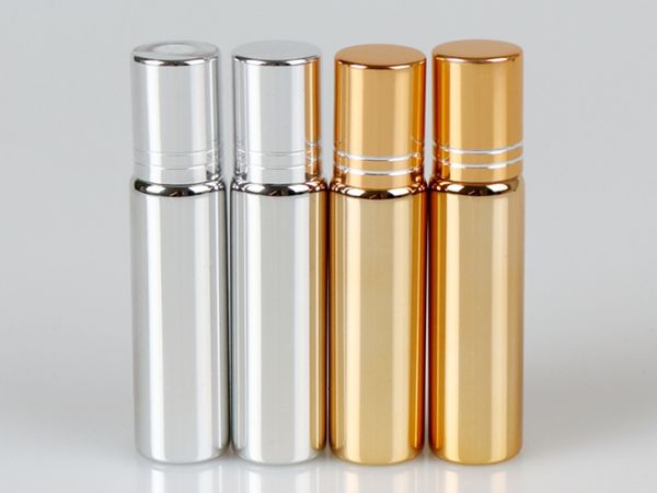 

200pcs/lot fast shipping 10ml metal roller bottle for essential oils uv roll-on glass bottles 3 colors