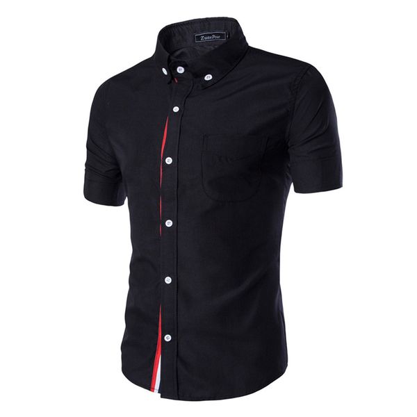 

sleeve casual men slim brand business wholesale- cotton shirts shirts summer dress short chemise mens shirt men fit homme camisa mascul pqjb, Black