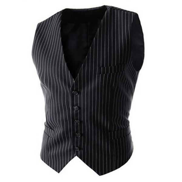 

wholesale- mebosya 2016 men's suit vest stripe v-necke slim fit fashion men vest male blazer vest black/gray/navy blue plus size:m-xxl, Black;white