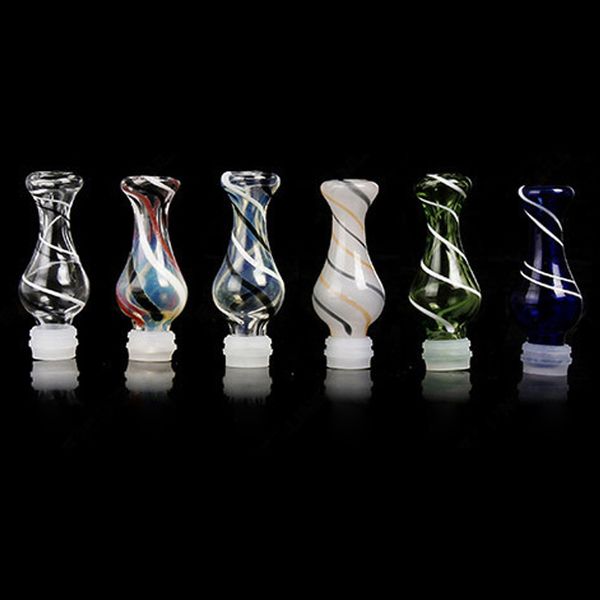 

Rich Style Glass Drip Tip Rainbow Colorful Pyrex Vase 510 Atomizer Mouthpieces for ego atomizer RDA RBA Vaporizer e Cigarettes DHL Free