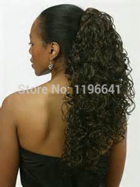 22 pollici Afro Fashion coda di cavallo riccia crespa Clip in alta remy 100% capelli umani coulisse coda di cavallo acconciature per donne nere