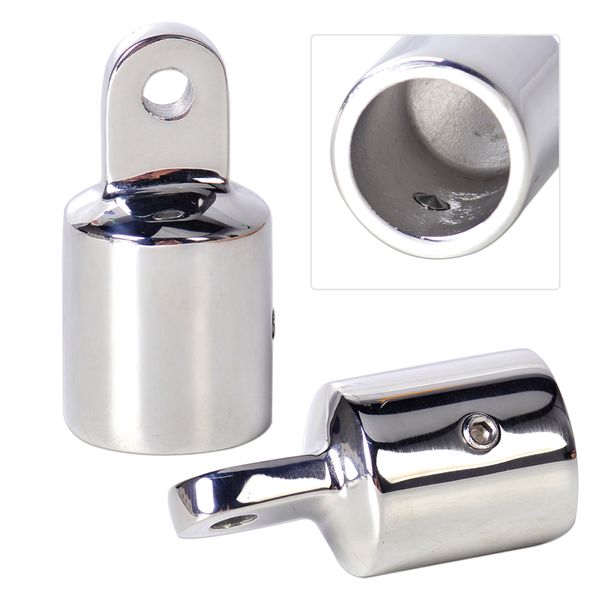 

wholesale- new 2pcs / set stainless steel 7/8'' silver pipe eye end cap bimini fitting hardware fit for marine boat yacht