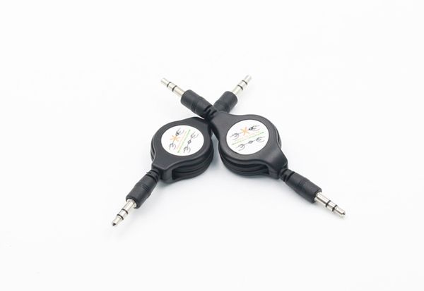 2000 unidades lotes Estéreo de 3.5mm a 3.5 Jack Car Audio Cabo de Extensão Flexível Masculino Retrátil Aux Music Line para iphone 5 6 plus