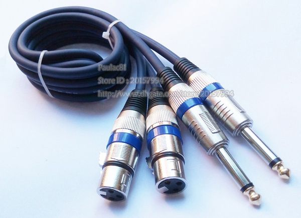 Cabos de áudio, Microfone Dual XLR 3Pin Feminino Jack Feminino para Dual 6.35mm Mono Macho Plug Conector Mic Cable Cerca de cerca de 1m / 2pcs