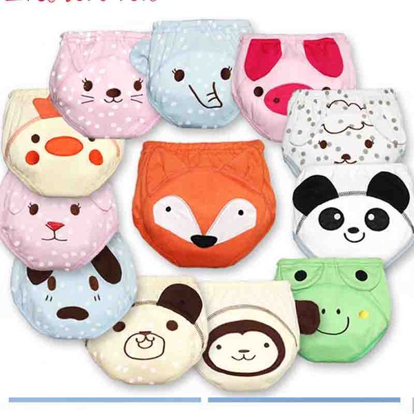 

cartoon new infant boys girls underwear washable babies wear briefs baby cotton waterproof reusable nappy diaper training pants a6335