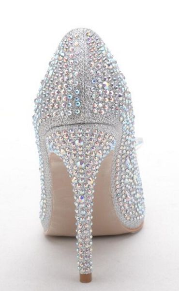 Großhandel 2017 Mode Strass Bolzen Pumps Hochzeit High Heels Strass Ankle Strap Dünne Cinderella Damen Gold Schuhe