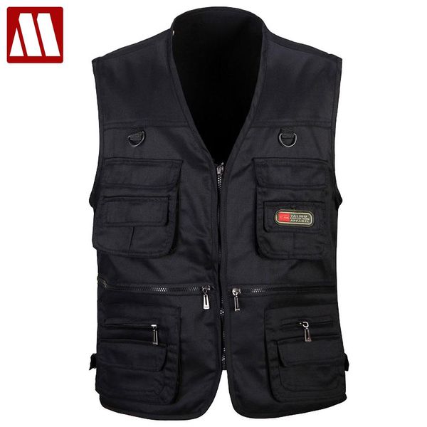 

wholesale- spring & autumn male vest casual multi-pocket quinquagenarian 100% cotton mesh vests fashion waistcoat outerwear gilet workwear, Black;white