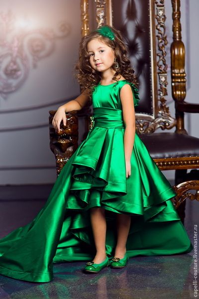

green satin high low flower girls dresses ruffles pleats girls pageant dress gowns first communion dresses vestido de daminha, White;blue