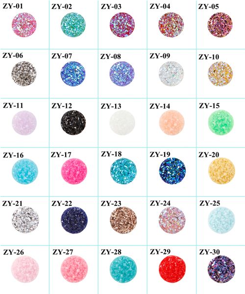 

12mm popular Multicolor Druzy Cabochon AB Flatback Resin Round Stone beads flatback Resin Rhinestone For DIY Wedding Decoration