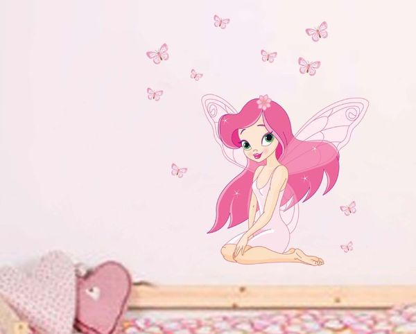 

JM8257 Принцесса Фея стены стикеры красивая девушка бабочка виниловые наклейки для