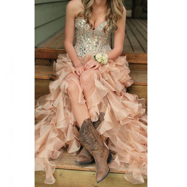 

sweetheart high low homecoming dress crystals ruffles off shoulder prom dress party dress, Blue;pink