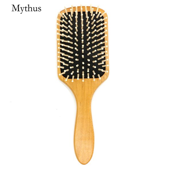 

pro muli-functuional big paddle brush airbag hair scalp head massage brush streamline design wooden handle hair care comb, Silver