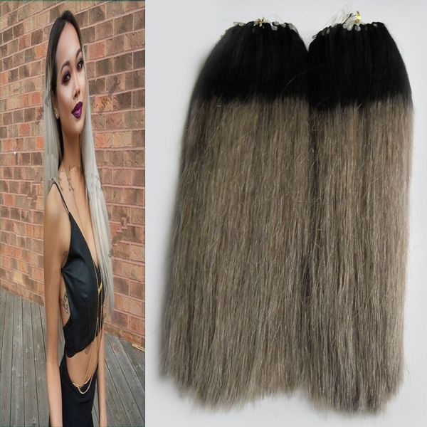 Silver Ombre Micro Hair Extensions 200g 1g S 200s Silver Ombre