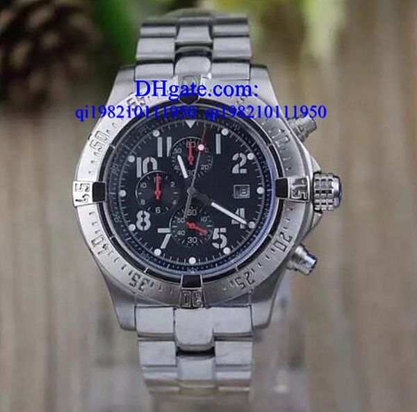 

luxury watches box mens white date quartz seawolf stainless steel sport chronograph watch men rubber belt dive wristwatch, Slivery;brown