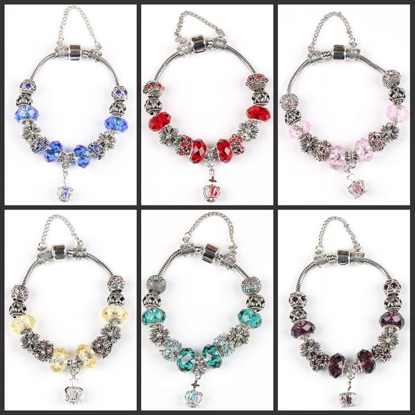 

CSJA Королева Корона тиара Серебряный подвески бусины браслет Браслет ретро Тибетский Серебряный ювелирные изделия цепи безопасности браслеты женщины подарок на День Рождения E206