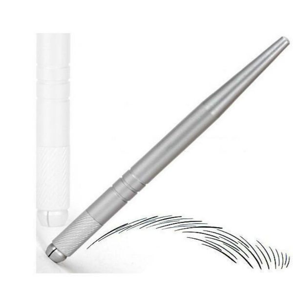 

new 100pcs silver permanent makeup pen 3d embroidery makeup manual pen tattoo eyebrow microblade ing