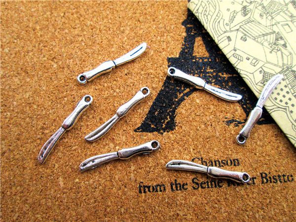 

150pcs--knife charms,antique silver kitchen charm pendants,cutlery ,chef, dinner knife,25x3mm, Bronze;silver