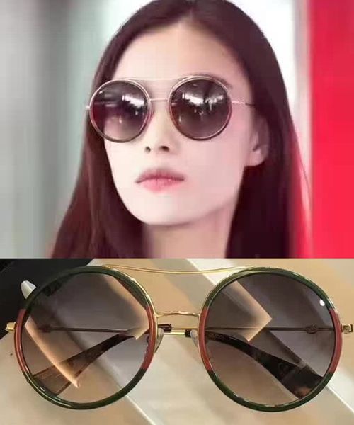 

lady gold green 0061 round oversized sunglasses gold metal round sunglasses new with box, White;black