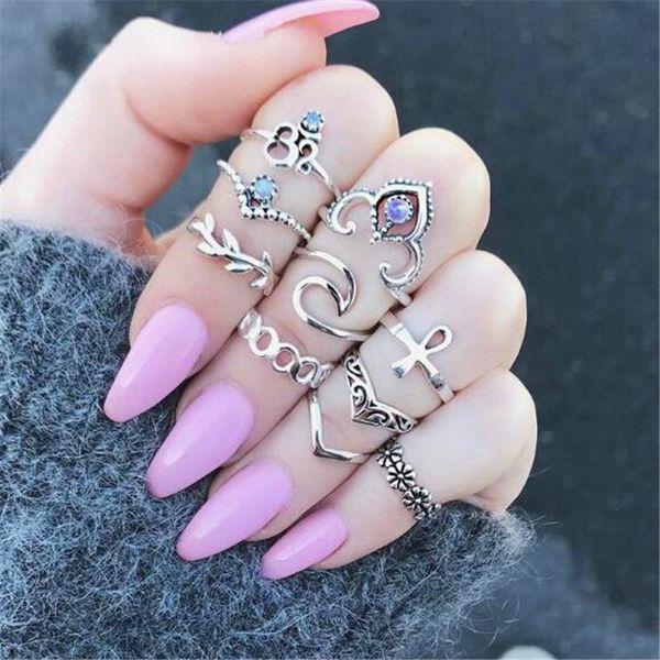 12 PCS//SET GOLD Midi Doigt Anneau Set Vintage Punk Boho Knuckle Anneaux Bijoux