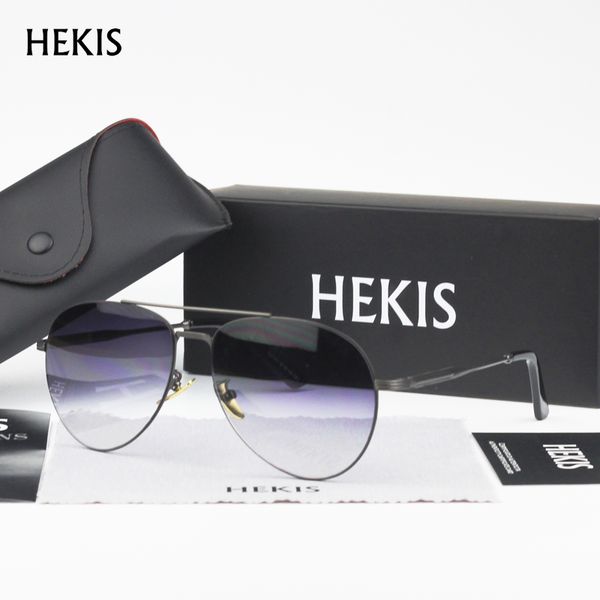 

wholesale- hekis brand men's sunglasses grey gradient lens sunglasses coating mirror sun glasses oculos male eyewear for men b2741, White;black