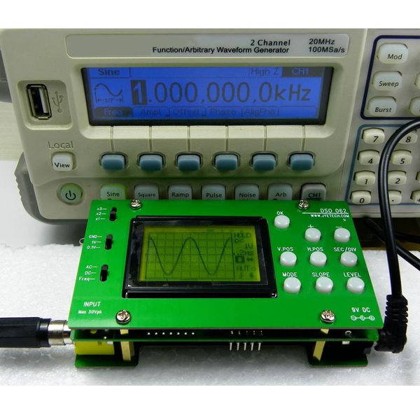 Freeshipping DSO062 Mini LCD osciloscópio digital DIY Kit Real-Time partes Taxa de amostragem Oscilloscopio 1M Banwidth 2Msps DIY