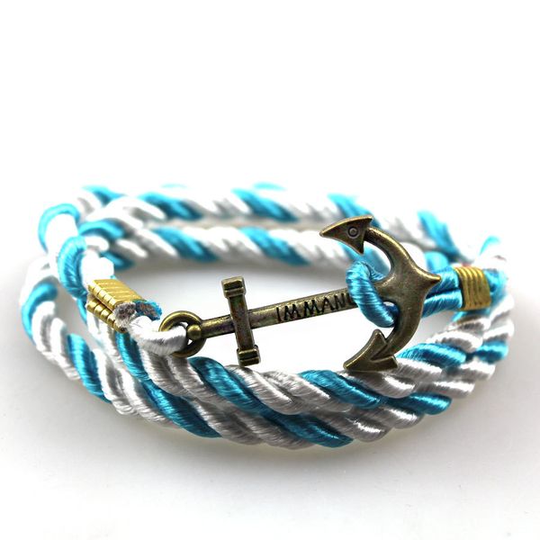 

anchor bracelets mens charm arm cuff bracelet for women friend gift summer style fashion rope jewelry, Golden;silver