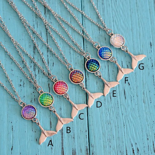 

горячая мода drusy druzy ожерелья русалка рыбья чешуя рыбий хвост ожерелье для женщин леди ювелирные изделия jm41, Silver