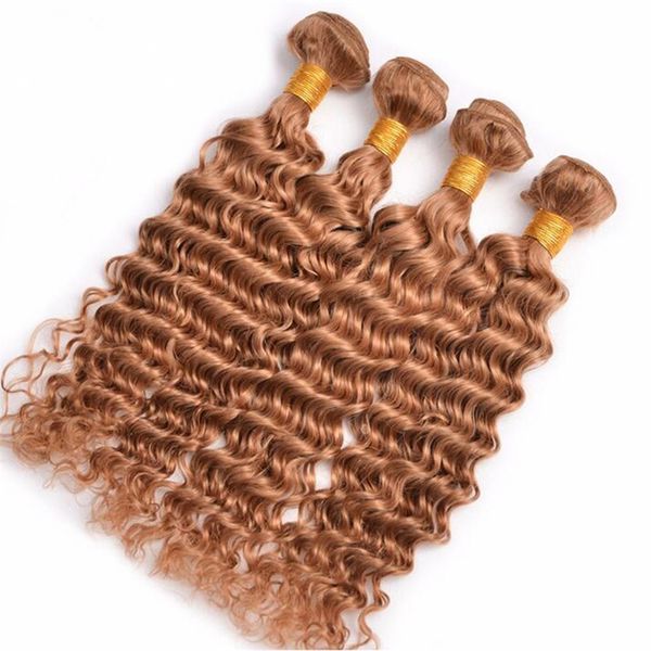 

Brazilian virgin hair pure color 27 deep wave human hair 4 bundle 10 30 inch unproce ed honey blonde deep wave hair exten ion 4pc lot
