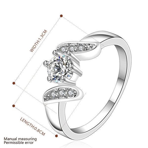 

gift middle stone plated sterling silver finger ring fit women,wedding white gemstone 925 silver plate rings solitaire ring er155, Slivery;golden