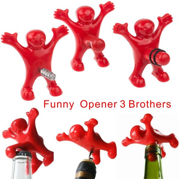 

funny character modeling bottle opener, beer wine opener, vacuum wine ser plug 3 styles, bars, family fun open bottle tools