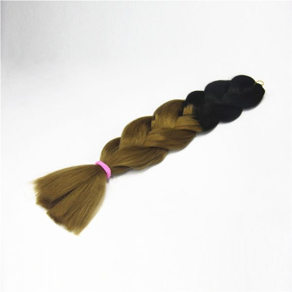 Two Tone Kanekalon Ombre Synthetic Braiding Hair Extensions 24inch