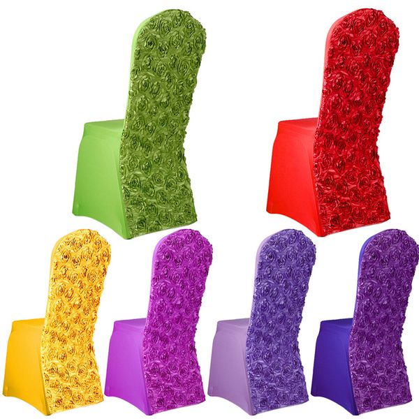 

13 colors 3d rose flower stretch spandex chair covers weddings party banquet l table decoration