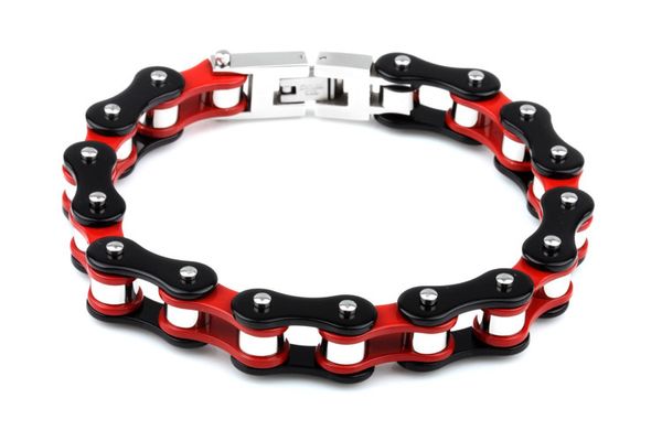 Bracciale motociclista di motociclisti larghe 10 mm Bracciale rosso nero colore argento da uomo femmini