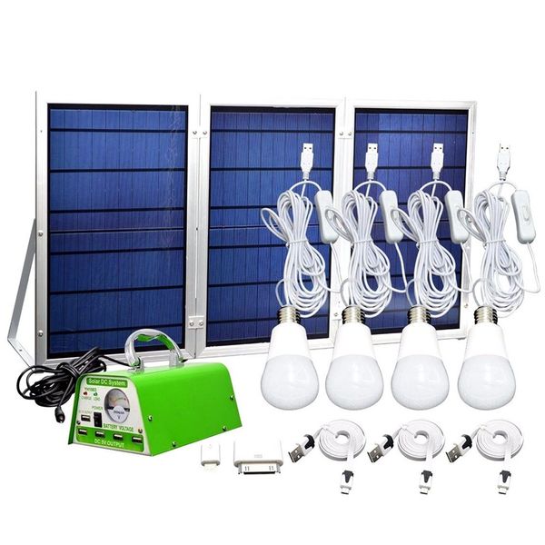 2019 12v 30w Foldable Solar Panel Off Grid Lighting Kit Large Output Portable Camping Home Emergency Lighting System With 4 Bulbs From Htlighting