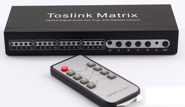 Distribuzione audio Toslink Matrix SPDIF/TOSLINK Audio digitale ottico 4x4 True Matrix con telecomando Splitter interruttore toslink 4 ingressi 4 uscite